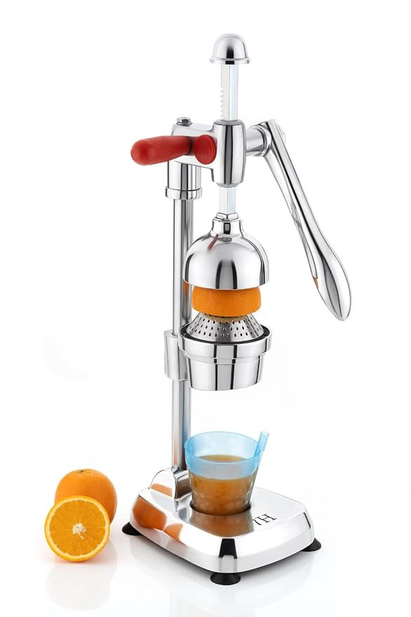 7H Heavy Duty Hand Press Juicer Machine - Manual Citrus Juice Maker & Orange Squeezer for Fruits & Vegetables - Double Polish