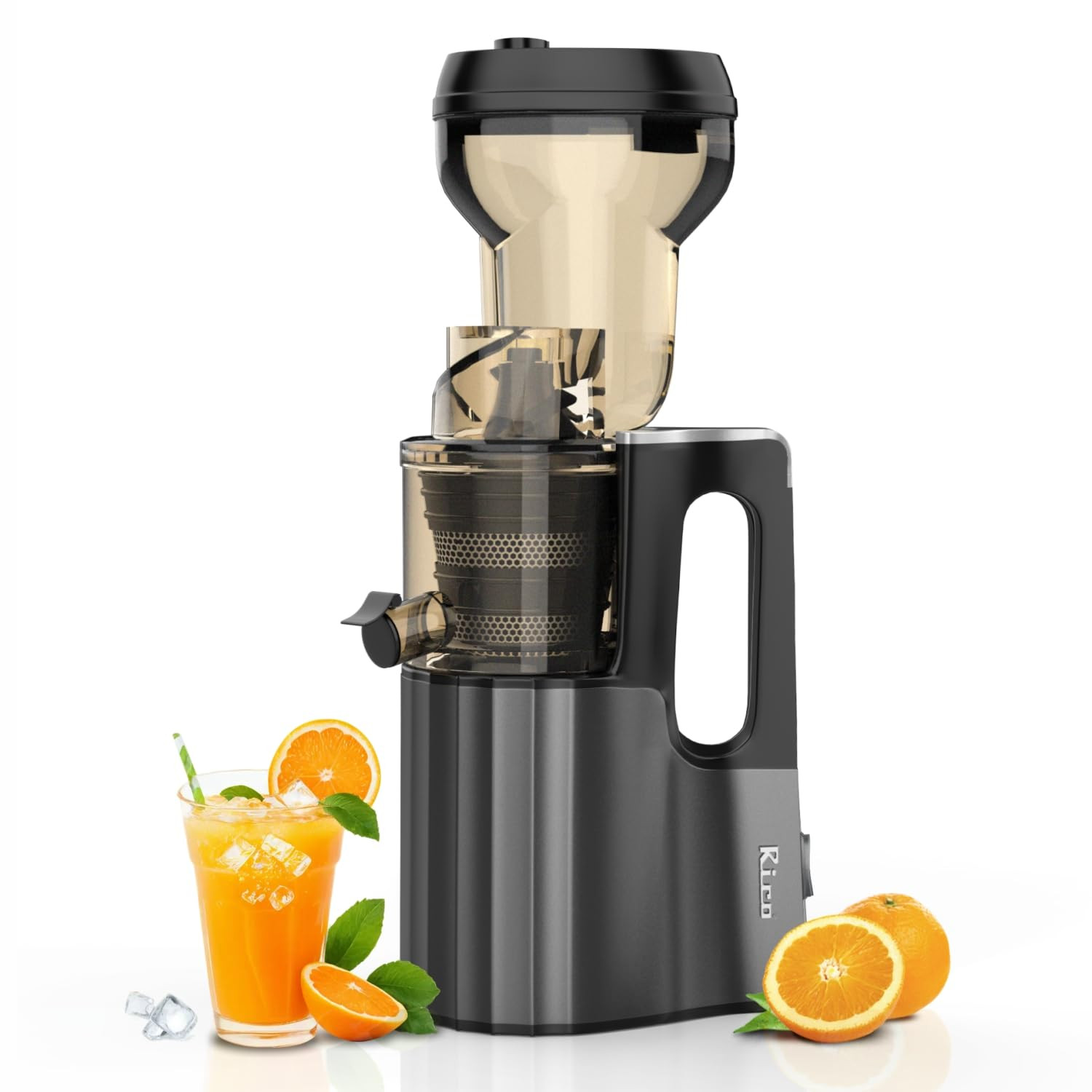 Rico Cold Press Juicer with Ice Cream Maker | All-in-1 Slow Juicer for Fruits, Vegetables, Nut Milk | 10% More Juice, Less Waste | Easy to Clean | Low Noise | Anti-Drip | 5-Year Warranty (Steel Gray)